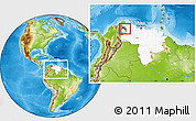 Physical Location Map of Cabimas, highlighted country, highlighted parent region, within the entire country