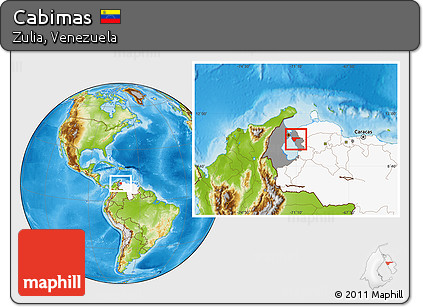 Physical Location Map of Cabimas, highlighted country, highlighted parent region