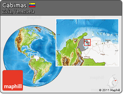 Physical Location Map of Cabimas, highlighted country, highlighted parent region