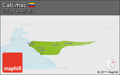 Physical Panoramic Map of Cabimas, single color outside