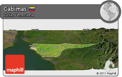 Satellite Panoramic Map of Cabimas, darken