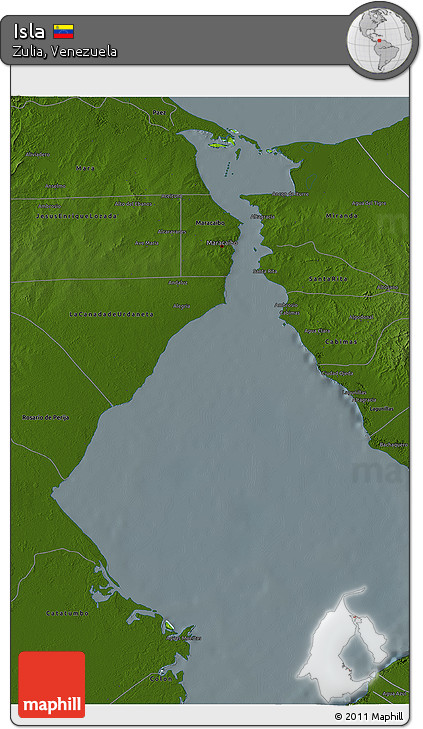 Physical 3D Map of Isla, darken