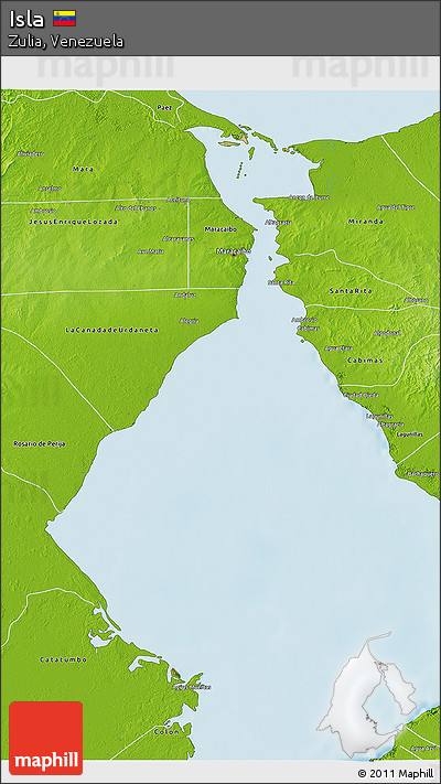 Satellite 3D Map of Isla, physical outside