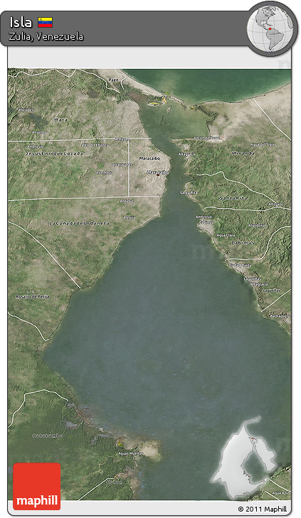 Satellite 3D Map of Isla, semi-desaturated