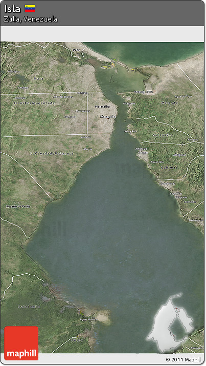 Satellite 3D Map of Isla, semi-desaturated