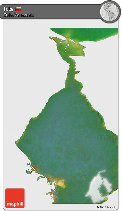 Satellite 3D Map of Isla, single color outside