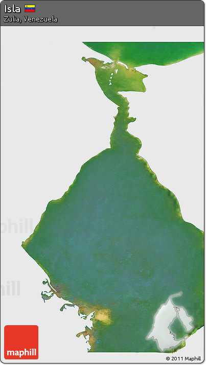 Satellite 3D Map of Isla, single color outside