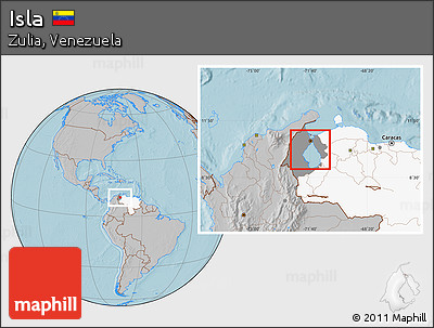Gray Location Map of Isla, highlighted country, highlighted parent region, hill shading