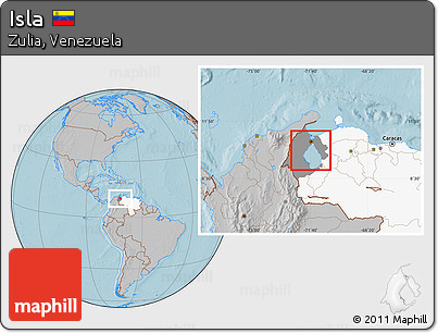 Gray Location Map of Isla, highlighted country, highlighted parent region, hill shading