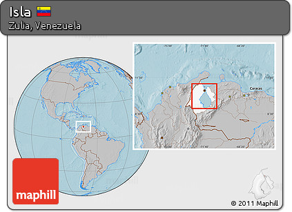 Gray Location Map of Isla, highlighted parent region, hill shading