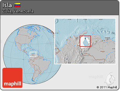 Gray Location Map of Isla, highlighted parent region, hill shading