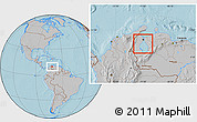 Gray Location Map of Isla, hill shading