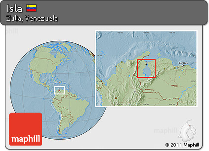 Savanna Style Location Map of Isla, hill shading