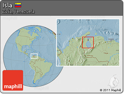 Savanna Style Location Map of Isla, hill shading