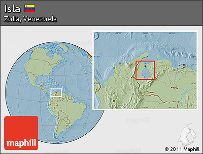 Savanna Style Location Map of Isla, hill shading