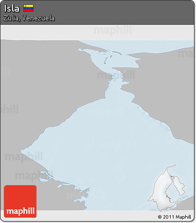 Gray Panoramic Map of Isla, single color outside