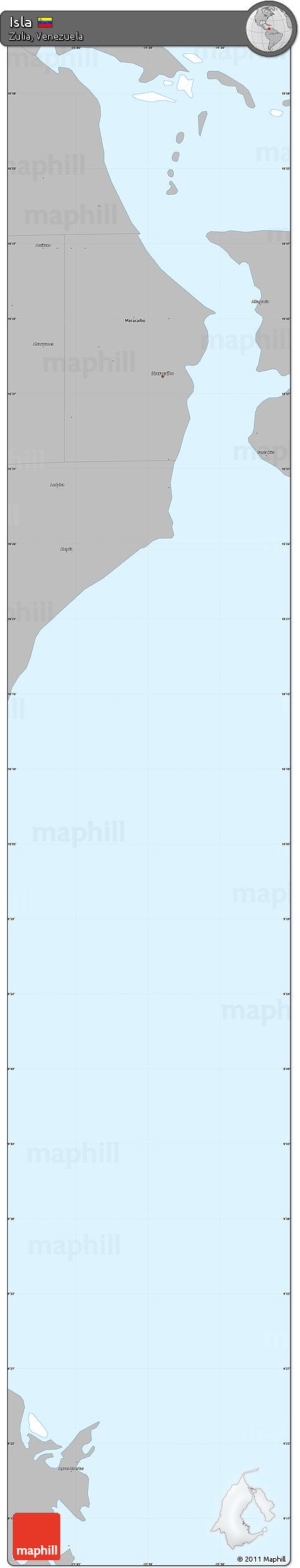 Gray Simple Map of Isla