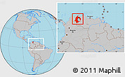 Gray Location Map of Zulia, within the entire country