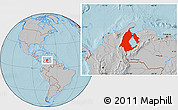 Gray Location Map of Zulia, hill shading