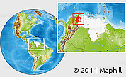 Physical Location Map of Zulia, highlighted country, within the entire country