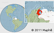 Savanna Style Location Map of Zulia, highlighted country, hill shading