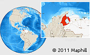 Shaded Relief Location Map of Zulia, highlighted country