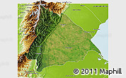 Satellite 3D Map of Machiques de Perija, physical outside