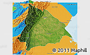 Satellite 3D Map of Machiques de Perija, political outside