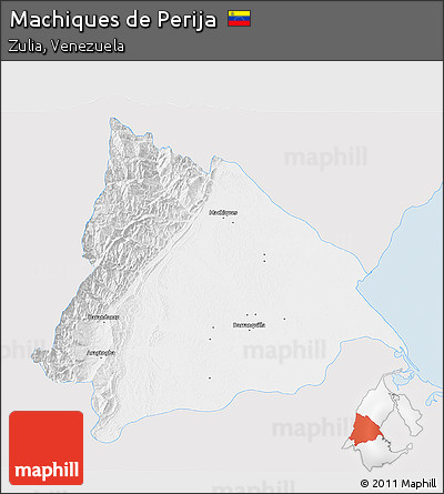 Silver Style 3D Map of Machiques De Perija, single color outside
