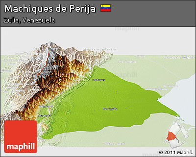 Physical Panoramic Map of Machiques De Perija, lighten