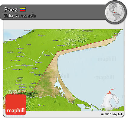 Satellite 3D Map of Paez, physical outside