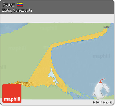 Savanna Style 3D Map of Paez, single color outside