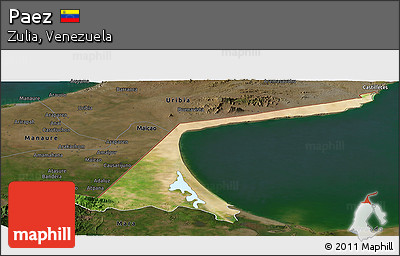 Satellite Panoramic Map of Paez, darken