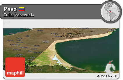 Satellite Panoramic Map of Paez, darken