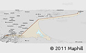 Shaded Relief Panoramic Map of Paez, desaturated