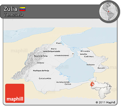Classic Style Panoramic Map of Zulia, single color outside