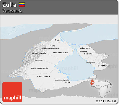 Gray Panoramic Map of Zulia, single color outside