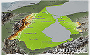 Physical Panoramic Map of Zulia, darken, semi-desaturated