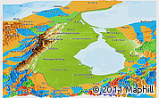 Physical Panoramic Map of Zulia, political outside