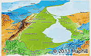 Physical Panoramic Map of Zulia, political shades outside