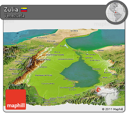 Physical Panoramic Map of Zulia, satellite outside