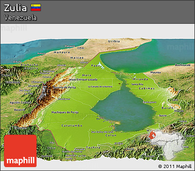 Physical Panoramic Map of Zulia, satellite outside
