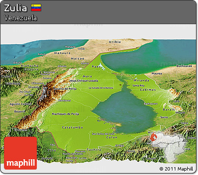 Physical Panoramic Map of Zulia, satellite outside