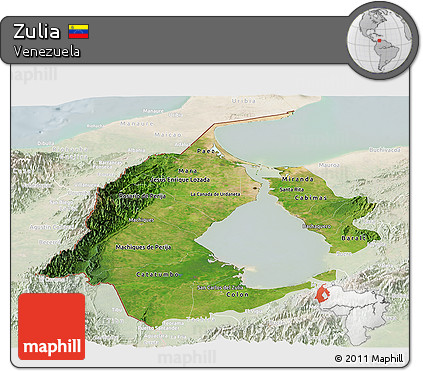 Satellite Panoramic Map of Zulia, lighten