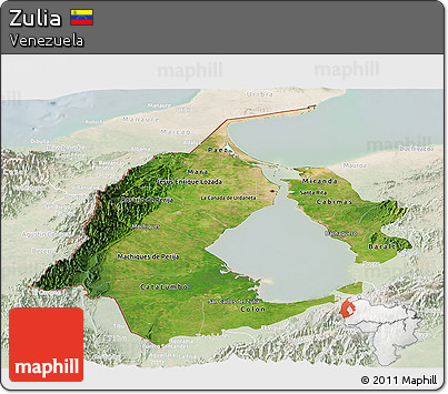 Satellite Panoramic Map of Zulia, lighten