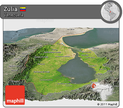 Satellite Panoramic Map of Zulia, semi-desaturated