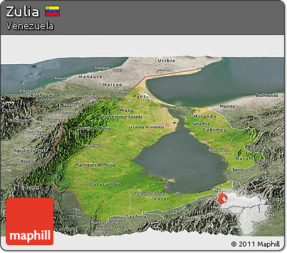 Satellite Panoramic Map of Zulia, semi-desaturated