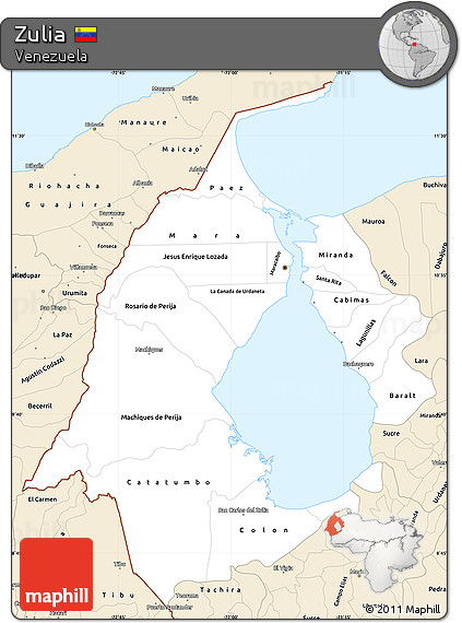 Classic Style Simple Map of Zulia