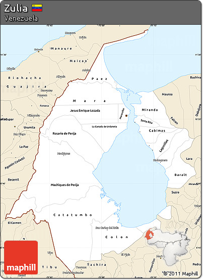 Classic Style Simple Map of Zulia