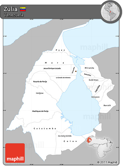 Gray Simple Map of Zulia, single color outside